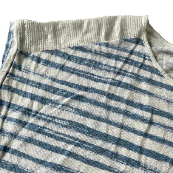 Zenergy by Chicos Striped Tie-Waist Sequin Shoulder Tee- Size “0”- Small - Picture 6 of 12